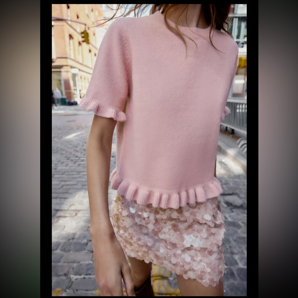 Zara sequins mini skirt, dusty pink - Picture 7 of 13